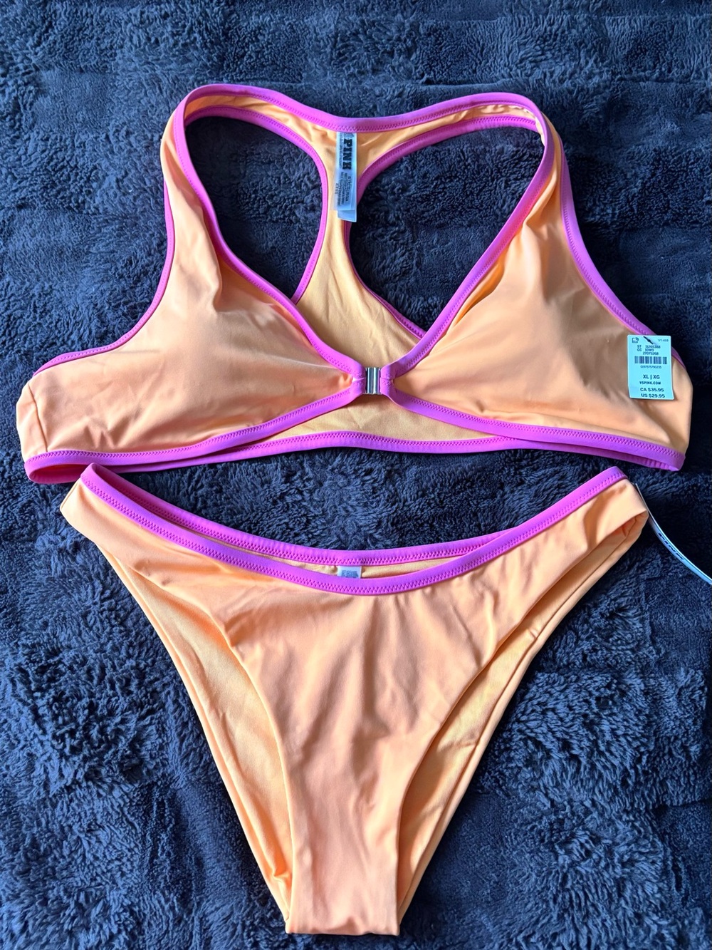 PINK Victoria's Secret Peach Bikini Bottoms with Pink Trim - Picture 4 of 4